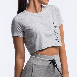 T-shirt d'été en coton Spandex, haut court, blanc, vente en gros - Product Image 4