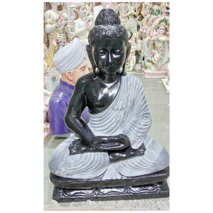 Statue de bouddha en marbre noir, décoration murale - Product Image 1
