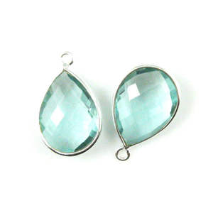 13x18mm Bleu Aqua Quartz Pendentif Poire Forme Facettes 925 Sterling Argent Gemme Fait Main Diamant Pierre Principale pour Cadeau Chrétien - Product Image 2