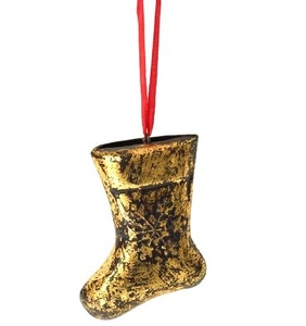 METAL GOLD and BLACK SOCK DECORATION CHRISTMAS HANGING ORNAMENT HIGH QUALITY CHRISTMAS <b>TREE</b> DECORATION - Product Image 1