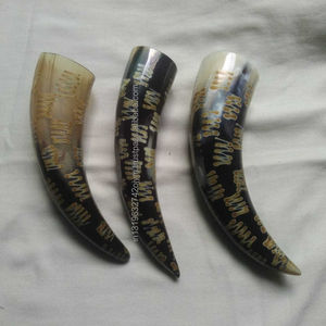 Corne à boire indienne Antique Viking Écologique Sculpté Animal Style Nautique Forme 150ml-2000ml Matière Organique Support En Cuir - Product Image 4