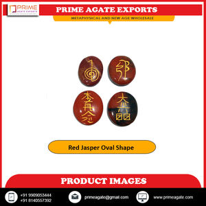 Ensemble de pierres précieuses de guérison Reiki Usai en jaspe rouge de forme ovale - Product Image 2