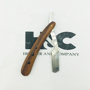 Nueva Navaja de Barbero en Oferta, Mango de Madera, Acero Inoxidable, Hoja Intercambiable, Empaque con Logotipo - Product Image 1