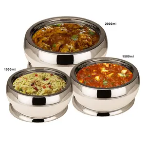 新款现代6 pcs厨房炊具不锈钢锅砂锅配有金色手柄的最佳新品印花热热chapati盒