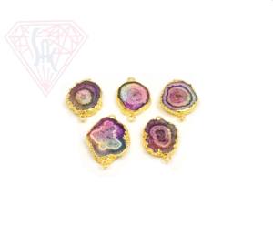 Lunette de Quartz solaire faite à la main connecteur lien multi-pierres précieuses fil enroulé or plaqué laiton résultats de bijoux naturels - Product Image 3