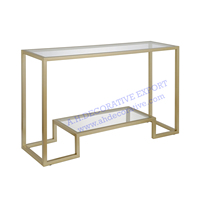 Console de couloir en acier inoxydable au design moderne et élégant, table console dorée avec plateau en miroir blanc
