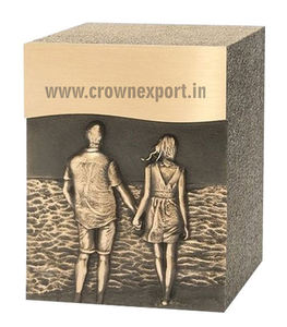 Urnas Funerarias para Adultos, Urnas de Cremación Dobles para Parejas, Diseño de Manos Entrelazadas, Urnas de Aluminio Doradas y Negras - Product Image 5