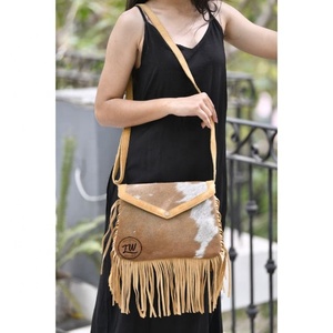 Bolso de hombro para mujer de diseñador LW estilo americano cuero de vaca pelo ocultar flecos occidentales borlas cuero genuino portátil primavera - Product Image 2