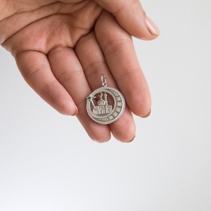 Pendentif Chevalière Musulmane en Argent Sterling 925 Pendentif Rhodanizing Cubic Zirconia With Arabic Lettering Jewelry Necklace - Product Image 5