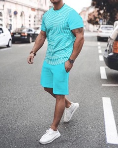 Ensemble t-shirt et Short courts pour hommes, tenue décontractée à rayures, couleur, de haute qualité, personnalisé, Sublimation, été, - Product Image 3