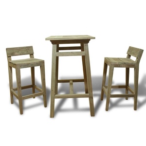 Mesa de Bar Cuadrada de Madera de Teca Reciclada, Sólida, Ecológica, Duradera, con Acabado Rústico - Product Image 6