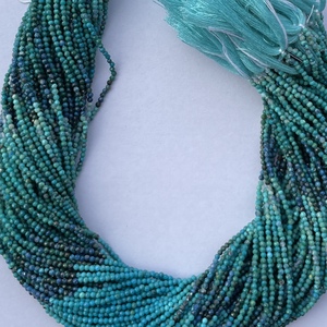 หิน Chrysocolla ขนาด2มม. 3มม. 4มม.,ลูกปัดพลอยสีเขียวอมน้ำเงินทำจากเส้นใยอัญมณีราคาโรงงาน - Product Image 5