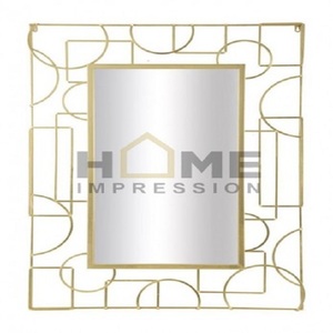 Stylish Handmade Unique Art Fancy Iron Wrought <b>Rectangle</b> Style Metal <b>Mirror</b> Gold Luxury Home Decorative <b>Mirror</b> - Product Image 1