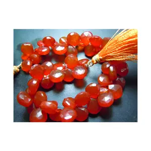 Vente en gros, perles de bralette à facettes, en forme de perle longue rouge naturelle, calcédoine, vente en gros