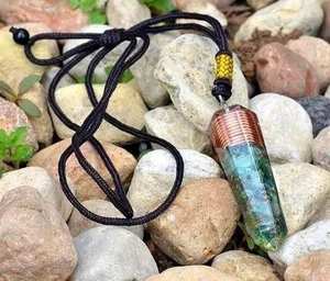 AQUAMARINE ORGONITE AGATE CRAYON PENDENTIF GUÉRISON ORGONE PENDENTIF De CRISTAL DE FARHAN Pierre précieuse faite à la main Style d'amour - Product Image 2