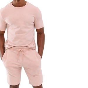 Chándales de dos piezas con logotipo personalizado, camisa de verano y pantalón corto de algodón - Product Image 1
