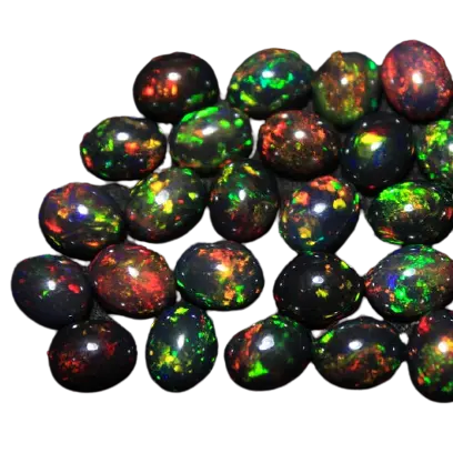 10x12mm natürlicher schwarzer Welo-Feuer Äthiopischer Opal Lose Edelsteine in AAA-Qualität für die Schmuck herstellung, schwarzer äthiopischer Opal Multi-Fire