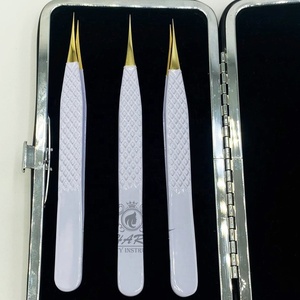 แหนบต่อขนตาปลายแหลม สีขาวและสีทอง แหนบต่อขนตาแบบกำหนดโลโก้ได้ - Product Image 6