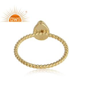 Indien Blanc Perle Bague Plaqué Or 925 Argent Corde Torsadée Bague Pierres Précieuses Anneaux Bijoux En Gros - Product Image 6