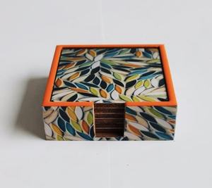 Juego de Posavasos de Madera Elegante con Estampado de Esmalte, Personalización de Marca, MDF, para Bebidas, Vino, Té, Decoración de Mesa, Mantel Individual con Estuche - Product Image 6