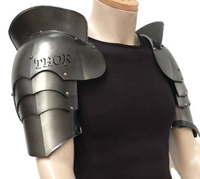 Ensemble d'armure d'épaule de guerrier médiéval en acier de calibre 18 grande taille objets de collection gothiques adultes fermeture à glissière plissée sur le devant