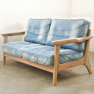 Top Quality Luxury Denim Fabric <b>Sofa</b> Set | Modern Upholstered Jeans <b>Sofa</b> with Solid <b>Wood</b> Frame | Premium Comfortable Couch Hotel - Product Image 1