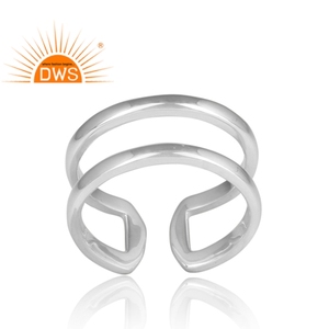 Bague ajustable en argent Sterling 925 pour les hommes, Double bande, bijou fait à la main, vente en gros - Product Image 2