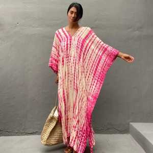 Caftán largo hecho a mano para mujer, Vestido largo de algodón para vestir en la playa, 2022 - Product Image 1