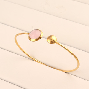 2021 Custom-Made Briolette Shaped Pink Chalcedony Bracelet <b>Gold</b>/Silver <b>Plated</b> New Fashion Adjustable <b>Bangles</b> - Product Image 1