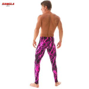 Collants de sport de compression pour hommes, leggings d'entraînement à séchage rapide pour la course à pied, blanc et noir, à motif solide - Product Image 2