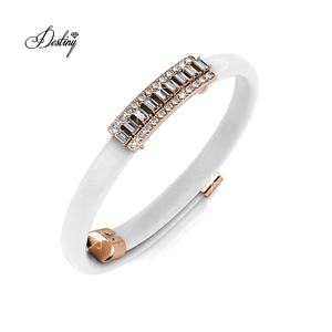 <span class=keywords><strong>Pulsera</strong></span> de Cuero Negro Daisini Adornada con Cristales <span class=keywords><strong>Swarovski</strong></span> <span class=keywords><strong>Pulsera</strong></span> Redonda de Lujo para Mujer - Product Image 6