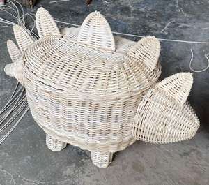 Venta caliente rinoceronte en forma de tejido de ratán natural cestas de almacenamiento de artesanía regalos de navidad modernos para la escuela taller comedor - Product Image 2