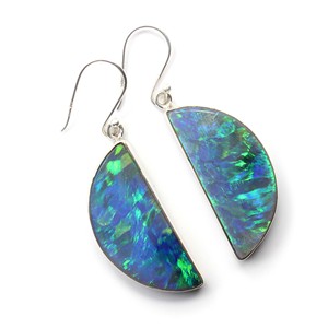 Boucles d'oreilles en argent sterling 925 Bello Synthétique Doublet Opale Gemstone Taille 34X15MM Ensemble de boucles d'oreilles - Product Image 1