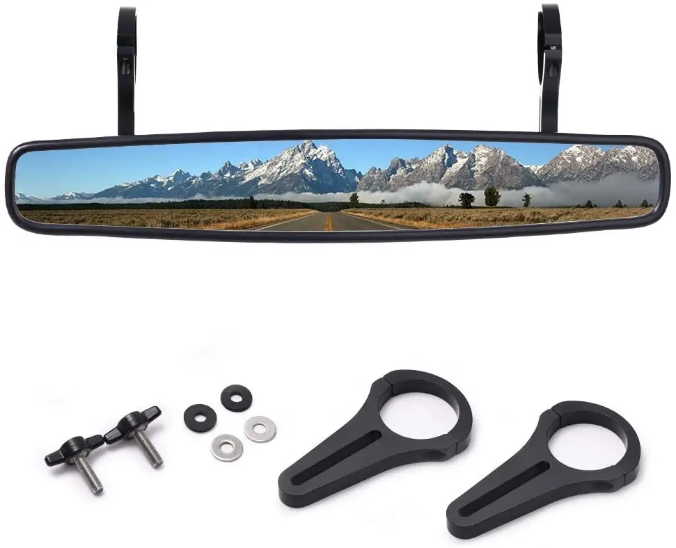 Universal ATV UTV 15 Inch Wide Rear View Mirrors Adjustable Clamp Motorcycle Handlebar Rear View Mirrors Road