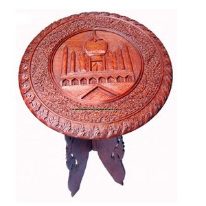 โต๊ะไม้ด้านข้างพับได้ทรงกลมงานฝีมือสำหรับห้องนั่งเล่นห้องเรียนและสำนักงาน - Product Image 1