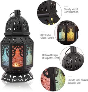Lanterne décorative artisanale Calvin, porte-bougie, lampe suspendue noire et colorée avec technique de polissage, décoration de la maison pour le Ramadan, cadeau - Product Image 6