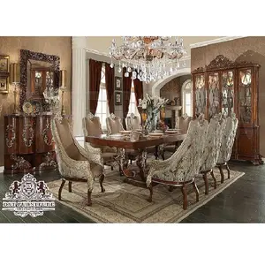 Conjunto de mesa de comedor Formal de estilo clásico, muebles modernos y cómodos de estilo europeo, acabado marrón perfecto - Product Image 1