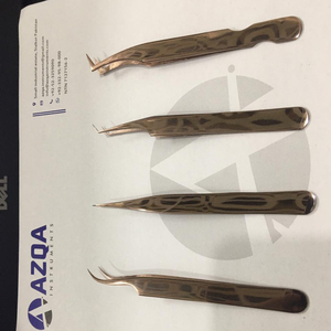 Ensemble de pinces à cils en acier inoxydable, 2 pièces, Extension de cils avec volume, pointe incurvée - Product Image 3