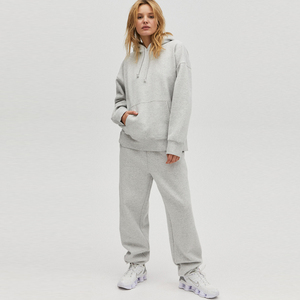 Survêtement gris surdimensionné pour homme, ensemble 2 pièces, sweat à capuche et pantalon de survêtement, avec cordon de serrage, tenue de fitness, nouvelle collection 2021 - Product Image 2