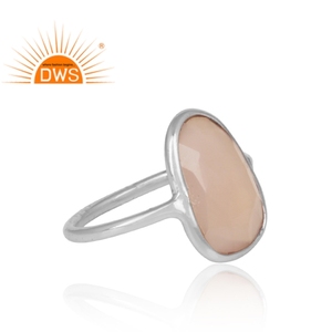 <b>Solid</b> 925 Sterling <b>Silver</b> Casual Statement Ring Jewelry Rose Chalcedony Gemstone Ring Fine Jewelry Manufacturer - Product Image 3