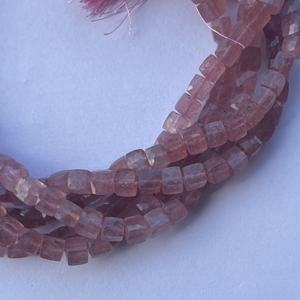 6mm 8mm 10mm Quartz fraise rose naturel boîte à facettes Cube pierres précieuses perles brin de vente en gros prix du fournisseur boucles d'oreilles bricolage - Product Image 5