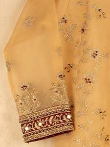 2021 Venta caliente 3-PC mujer Salwar Kameez estilo indio paquistaní Organza bordado vestido hecho seda rayón algodón lino tejido - Product Image 4