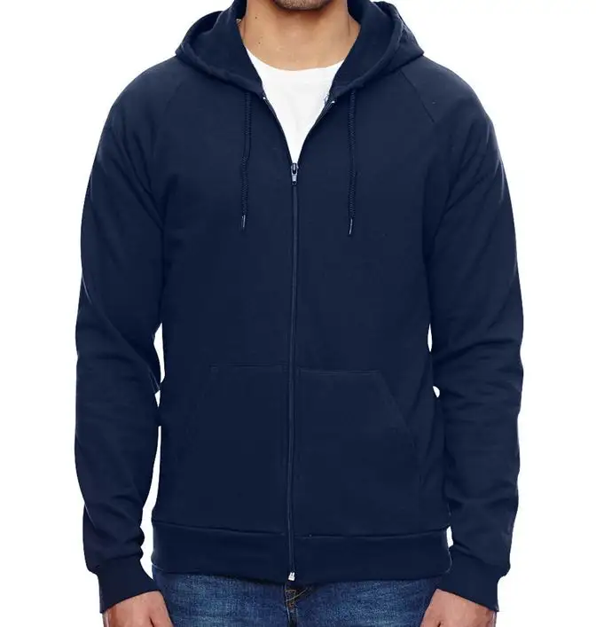Unisex Navy Blue Zip Up Hoodie High Quality Comfortable blue zipper hoodie in custom color and size with your own logo