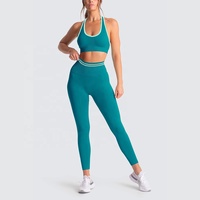 Conjunto de ropa activa personalizada para mujer, ropa de gimnasio transpirable, Sujetador deportivo de patrón sólido y mallas de talla grande, conjunto de Yoga Fitness