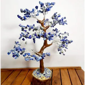 Lapis Lazuli Bonsai Money Tree Reiki Healing Aura Crystal Gemstone Prosperity Stones Feng Sui Positive Energy Generator