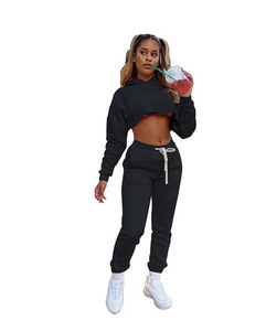 Conjunto de chándal de invierno de 2 piezas personalizado para mujer Sudadera con capucha transpirable y pantalones de chándal con logotipo personalizado al por mayor - Product Image 3