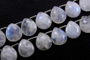 16-Piece AAA Grade Natural Rainbow Moonstone Briolette Beads White Fire Smooth Pear Shape Semiprecious <b>Stone</b> Wholesale - Product Image 6