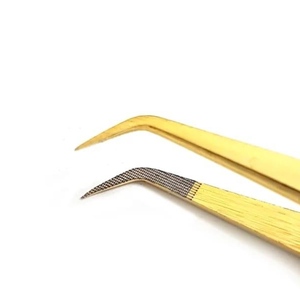 Pince à épiler d'extension de cils à pointe en fibre d'or Pointe pointue en acier inoxydable soutenue par plasma Logo Volume Nanotechnologie Pince à cils - Product Image 6