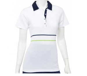 Wholesale Cotton women Solid Embroidery Short Sleeve Polo Shirt - Product Image 2