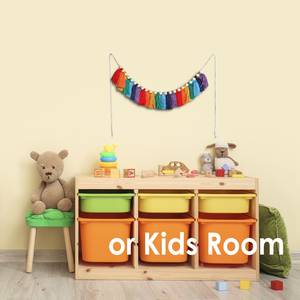 Guirlande de pompons arc-en-ciel avec perles en bois, tenture murale Boho - Product Image 4